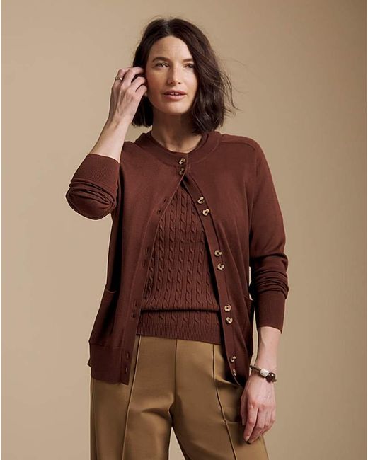 Julipa Brown Cable Cardigan And Jumper Set
