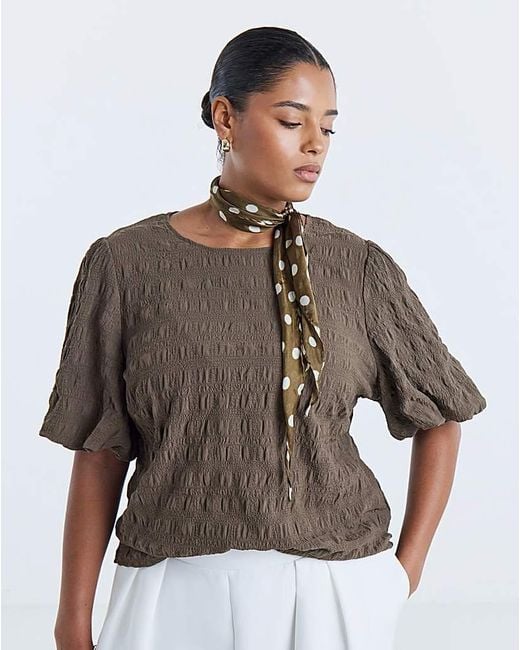 Pieces Brown Penny Short Sleeve Woven Top