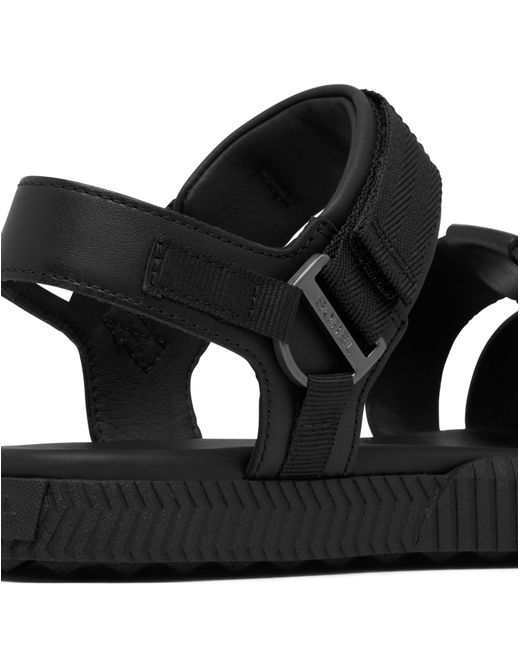 Sorel Black Ona Ave Ankle Strap Flat Sandal