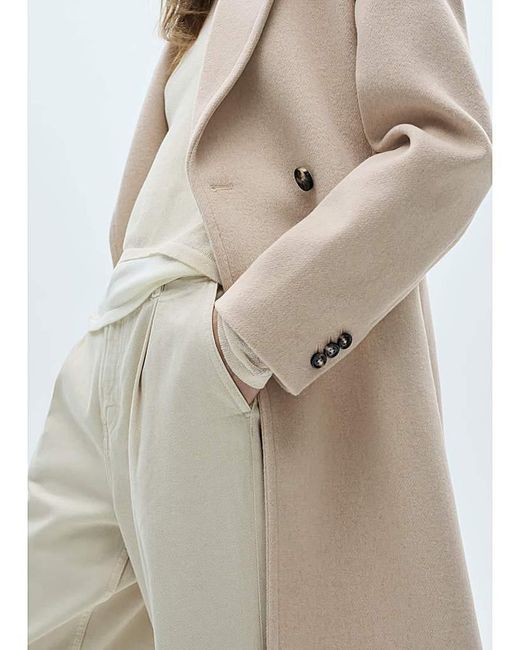 Mango White Double Breasted Wool Coat