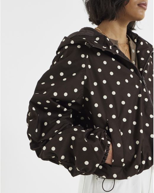 Simply Be Black Polka Dot Hooded Wind Breaker