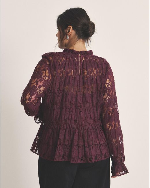 Simply Be Purple Lace Peplum Blouse
