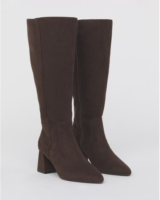 Simply Be Brown Point Knee High Boots Wide C