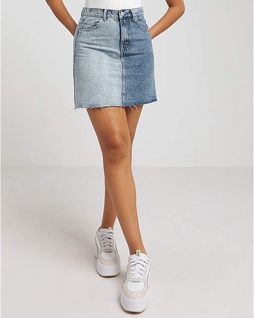 Simply Be Blue Patchwork Denim Mini Skirt