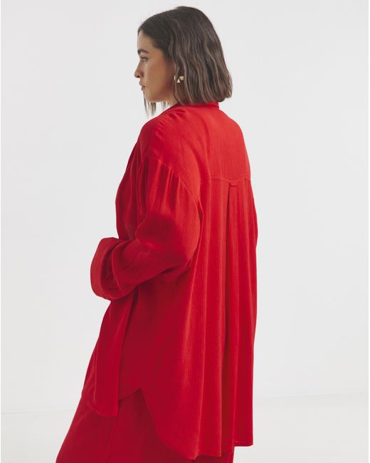 Simply Be Red Crinkle Shirt