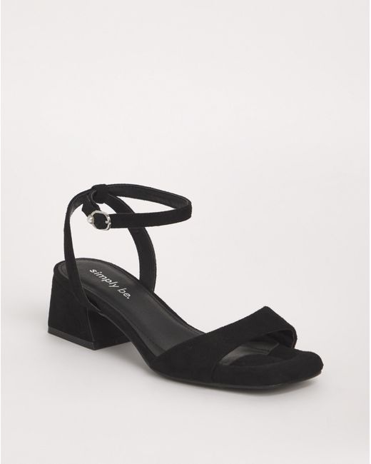 Simply Be Blue Barely There Low Block Heel Standard