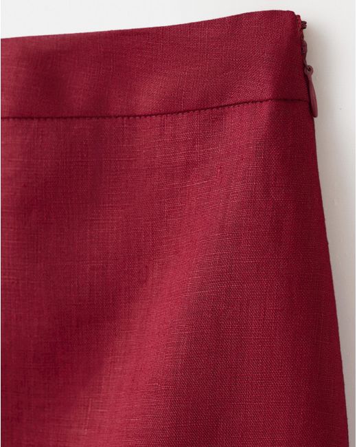 Mango Red Linen Midi Skirt