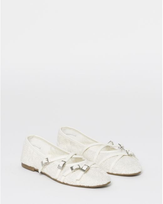 Simply Be Blue Multi Buckle Ballerinas Wide Fit