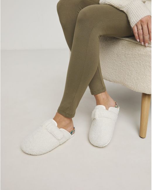 JD Williams Natural Borg Closed Toe Slipper Wide