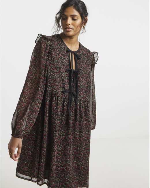 Simply Be Multicolor Ditsy Bow Detail Skater Dress