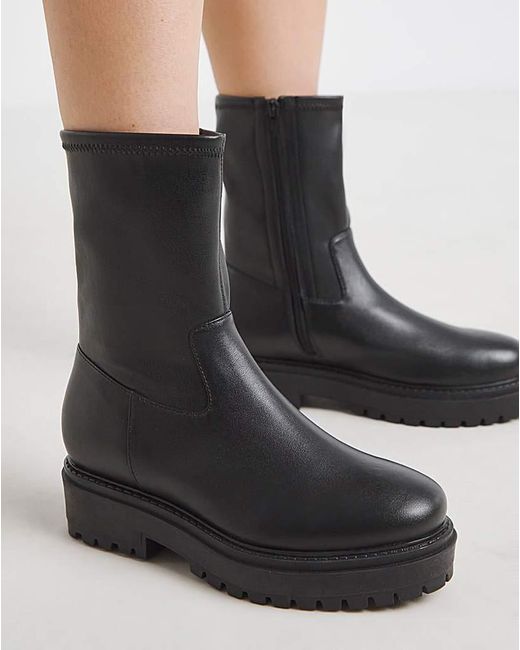Simply Be Black Chunky Ankle Boot Wide