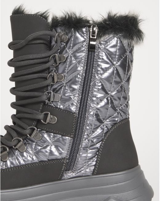 JD Williams Gray Lace Front Snow Boots E Fit