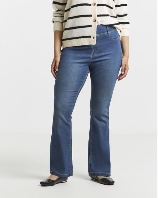 Simply Be Blue Flared Pull On Jeggings