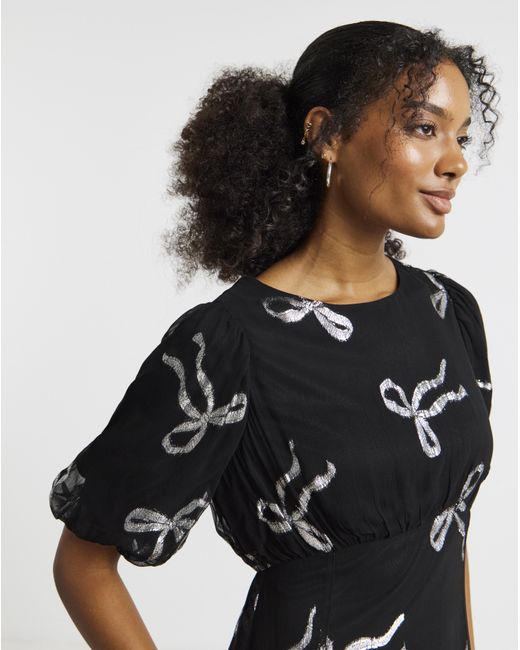 Simply Be Black Joanna Hope Lurex Bow Dress