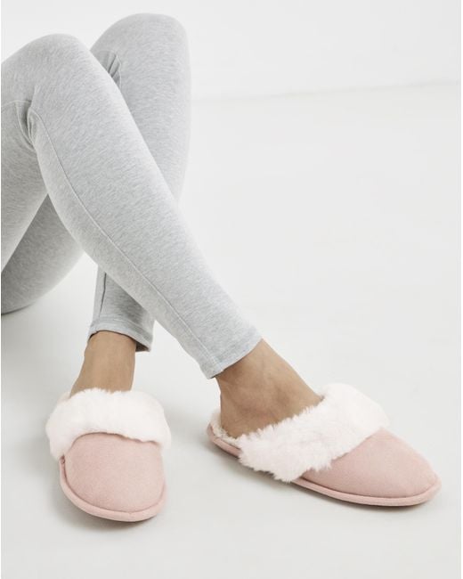 Simply Be Pink Closed Toe Mule Slippers Wide