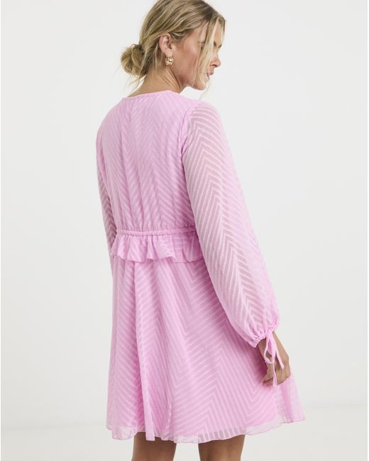 Simply Be Pink Georgette Frill Skater Dress