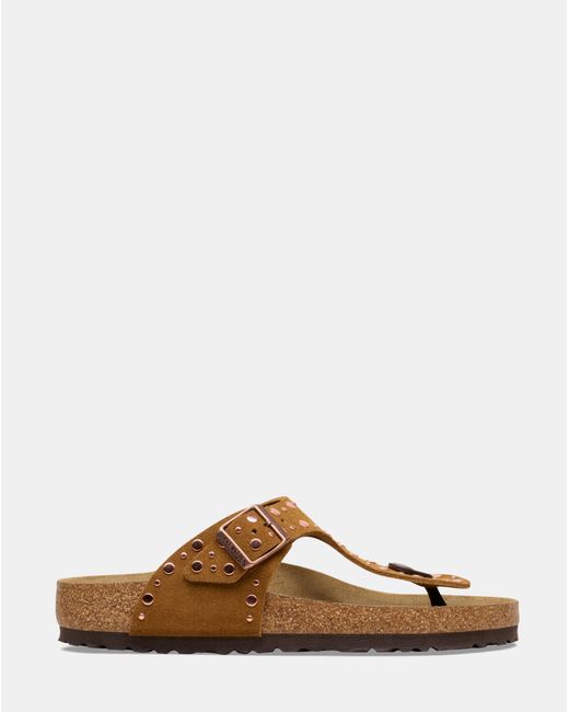 Birkenstock Brown Gizeh Suede Rivet Sandals