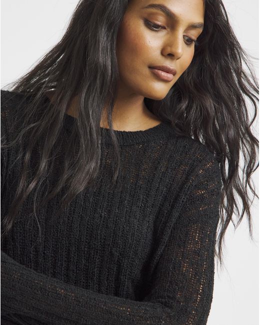 Simply Be Black Hole Knit Crew Neck Jumper
