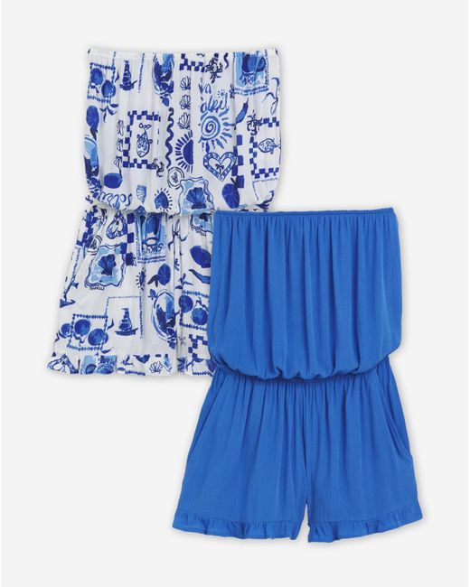 Simply Be Blue 2 Pack Value Beach Playsuits