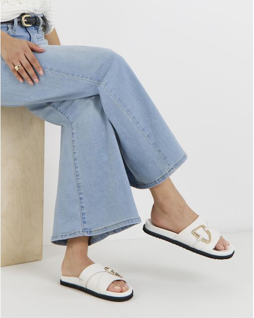 JD Williams Blue Oversized Trim Mule Sandal Ex Wide