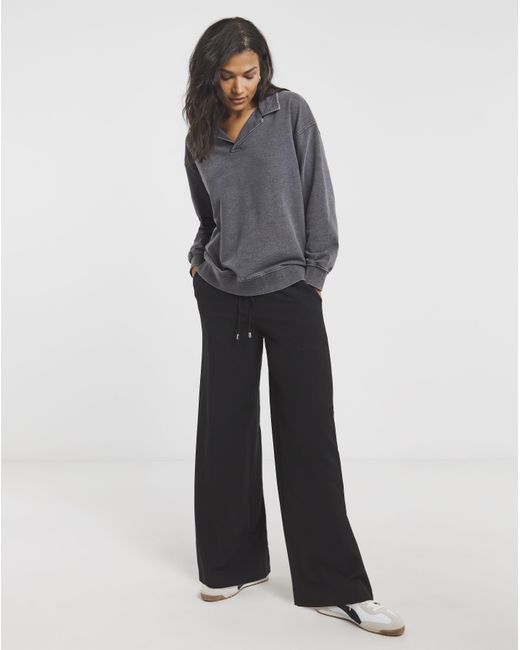 Simply Be Black Drawcord Waist Wide Leg Trousers