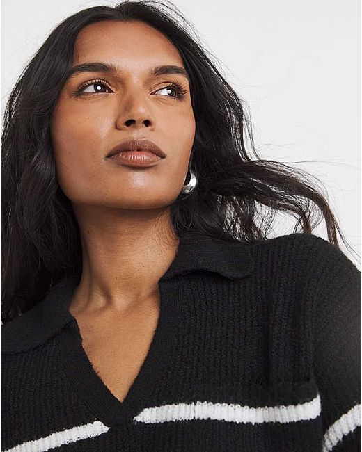 Simply Be Black V-Neck Collared Jumper
