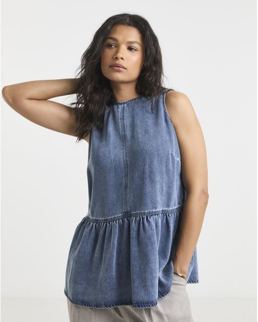 Simply Be Blue Lyocell Peplum Top