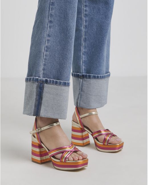 Simply Be Blue Strap Platform Heel Extra Wide