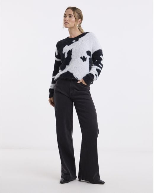 Simply Be Blue Cow Print Crew Neck Jumper
