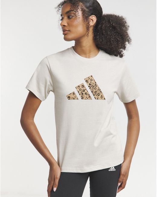 Adidas Gray Animal Print Essentials T-Shirt