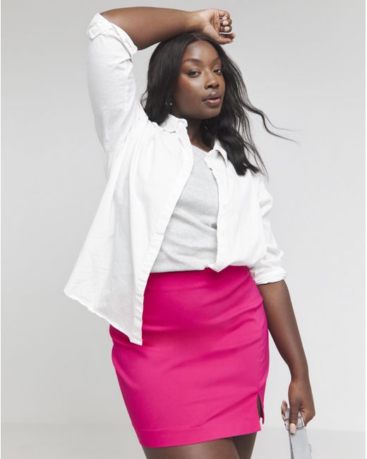Simply Be Pink Super Stretch Split Mini Skirt