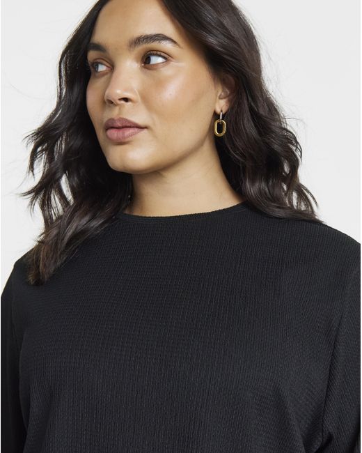 Simply Be Black Crew Text Ayshem Top