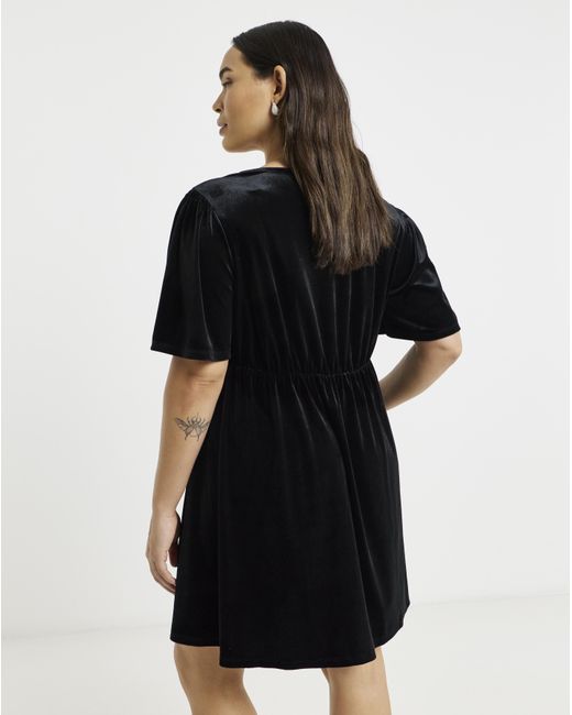 Simply Be Black Velour Skater Dress