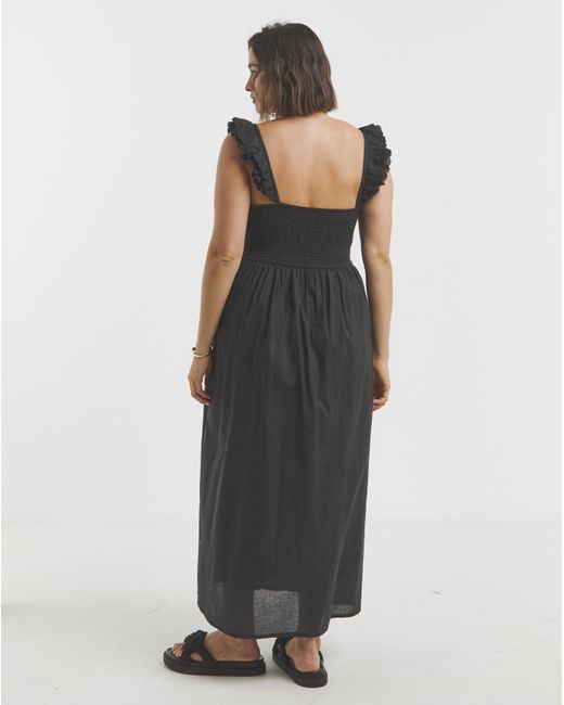 Simply Be Black Broderie Detail Midi Dress