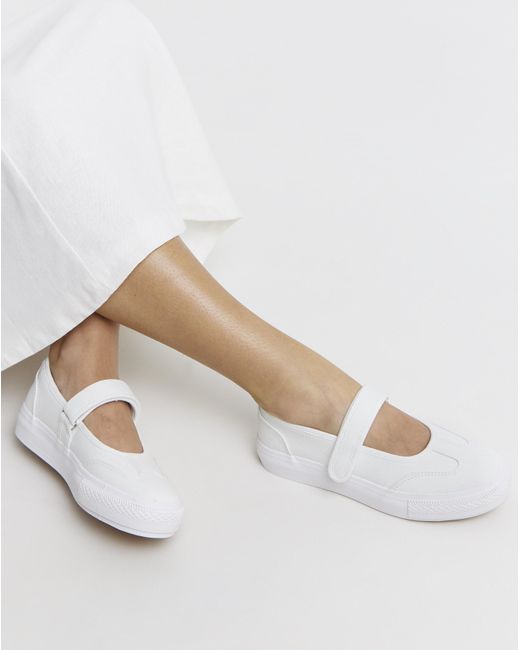 Simply Be White Mary Jane Plimsol Wide