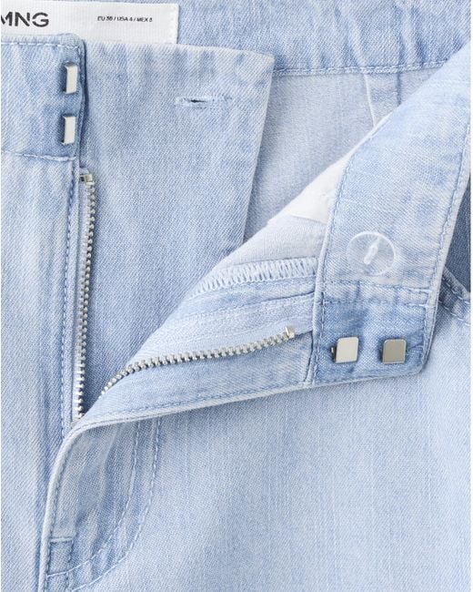 Mango Blue Wide Leg Mid-Rise Jeans