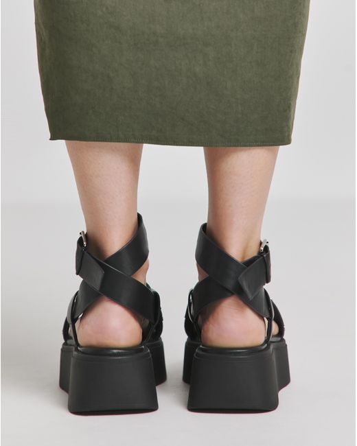 Simply Be Black Studded Cross Strap Flatform Sandal Wide