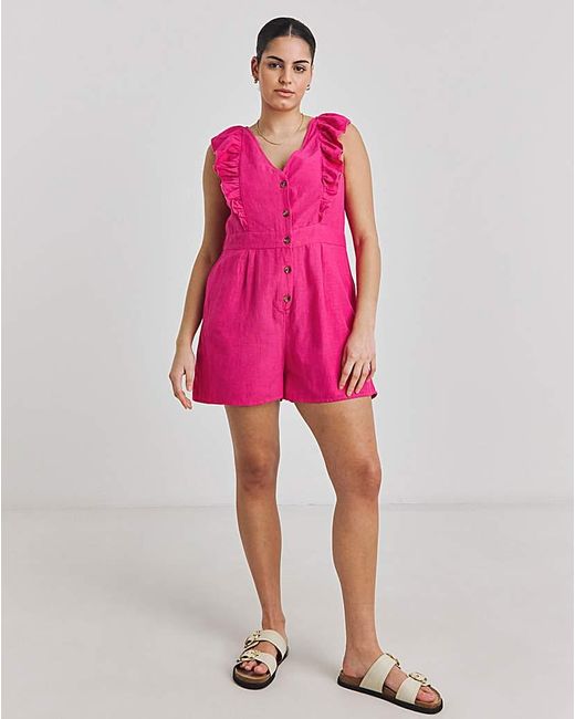 Figleaves Pink Miami Button Front Playsuit