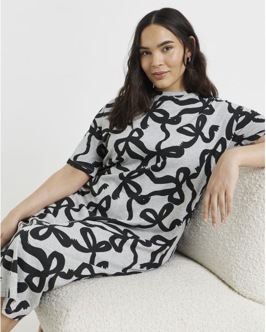 Pretty Secrets Black Value Bow Print Nightie