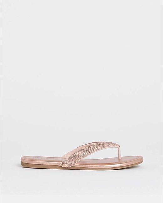 Simply Be Natural Flat Toe Post Sandals Extra Wide Fit