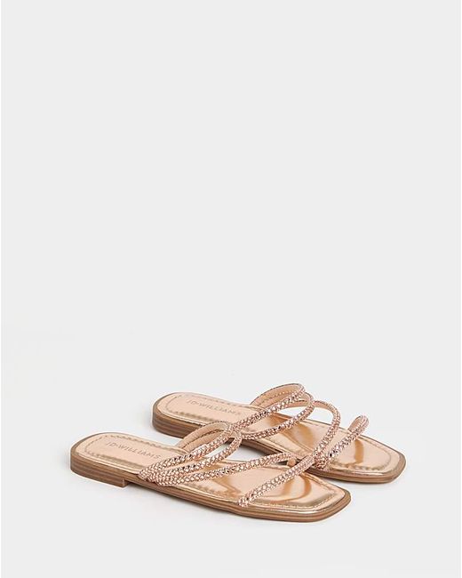 JD Williams White Sparkly Asymmetric Mule Wide