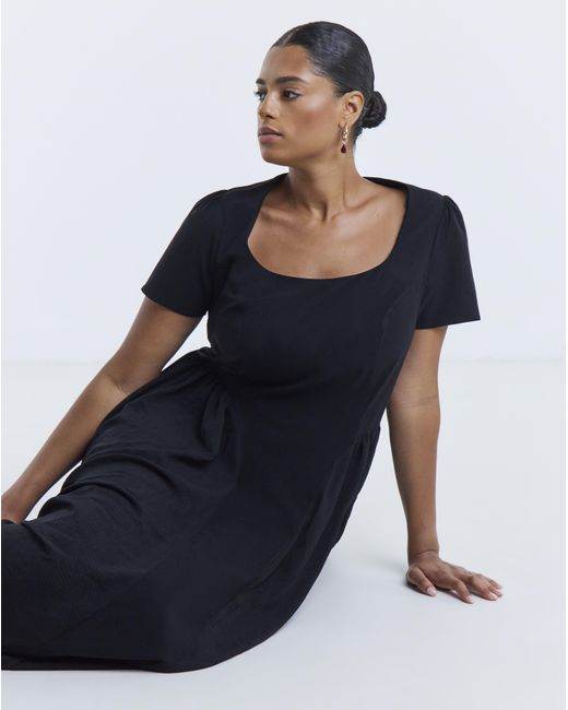 Simply Be Blue Bengaline Waist Detail Midi Dress