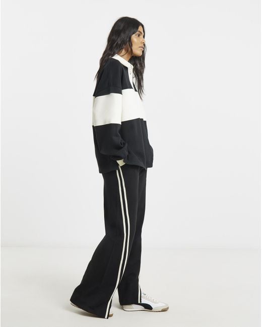 Simply Be Black Polo Sweat With Stripe Panel To Front