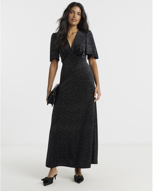 Twisted Wunder Black Sofia Glitter Maxi Dress
