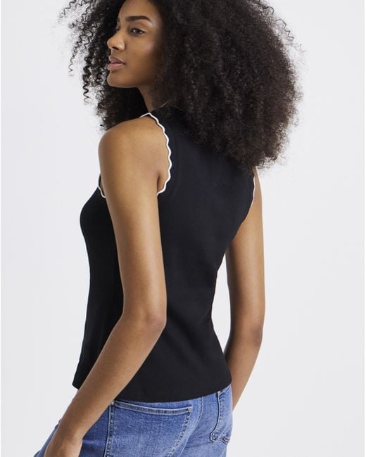 Simply Be Black Scallop Edge Tank