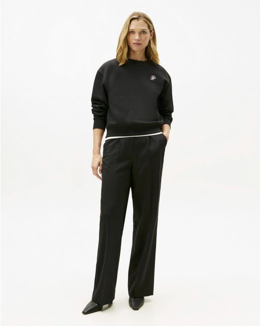 Tommy Hilfiger Black Logo Embroidery Fleece Sweatshirt