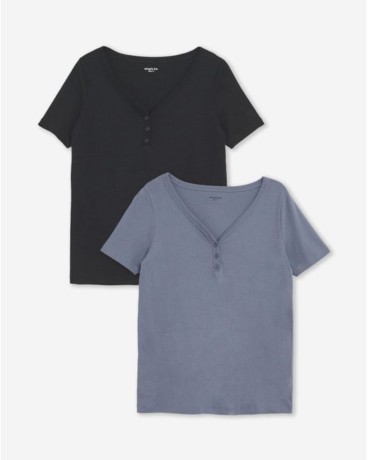 Simply Be Gray 2 Pack Henley Tops