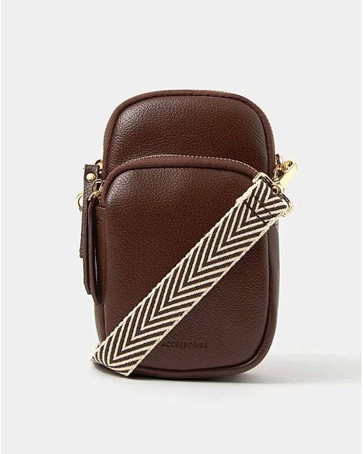 Accessorize Brown Webbing Strap Phone Bag