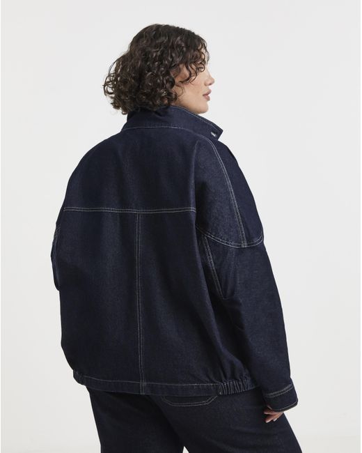 Simply Be Blue Funnel Neck Denim Jacket
