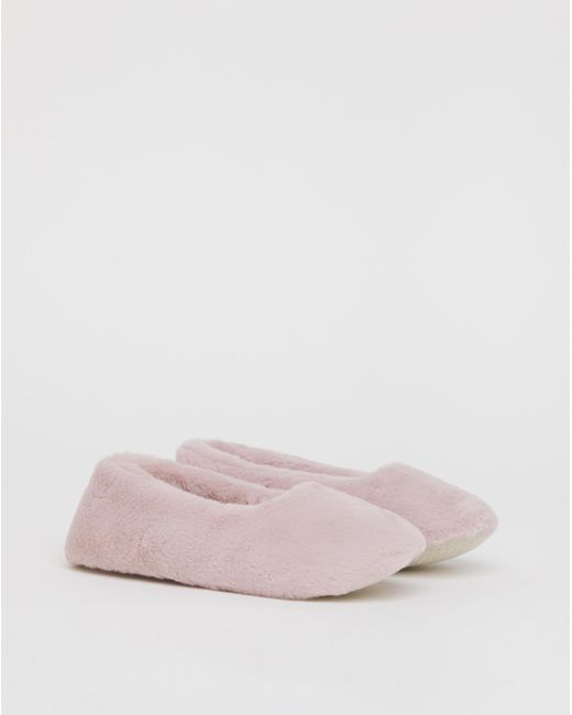 Simply Be Pink Fluffy Ballerina Slipper Wide